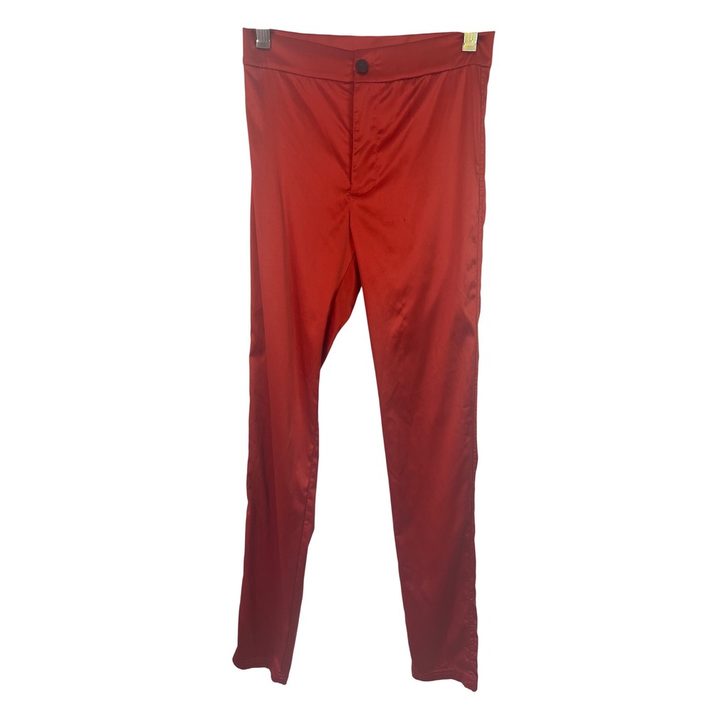 Trosman Satin Slim Leg Pants Size 38 High Rise Trousers Glam Streetwear